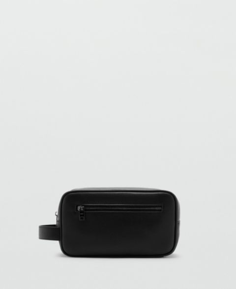 Мужская сумка MANGO Zipped Leather Cosmetic, цвет: Чёрный