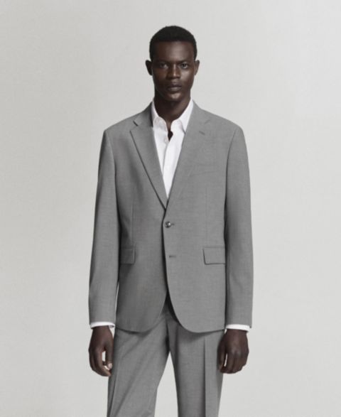 Мужской пиджак MANGO London Regular-Fit Suit Blazer, цвет: Серый