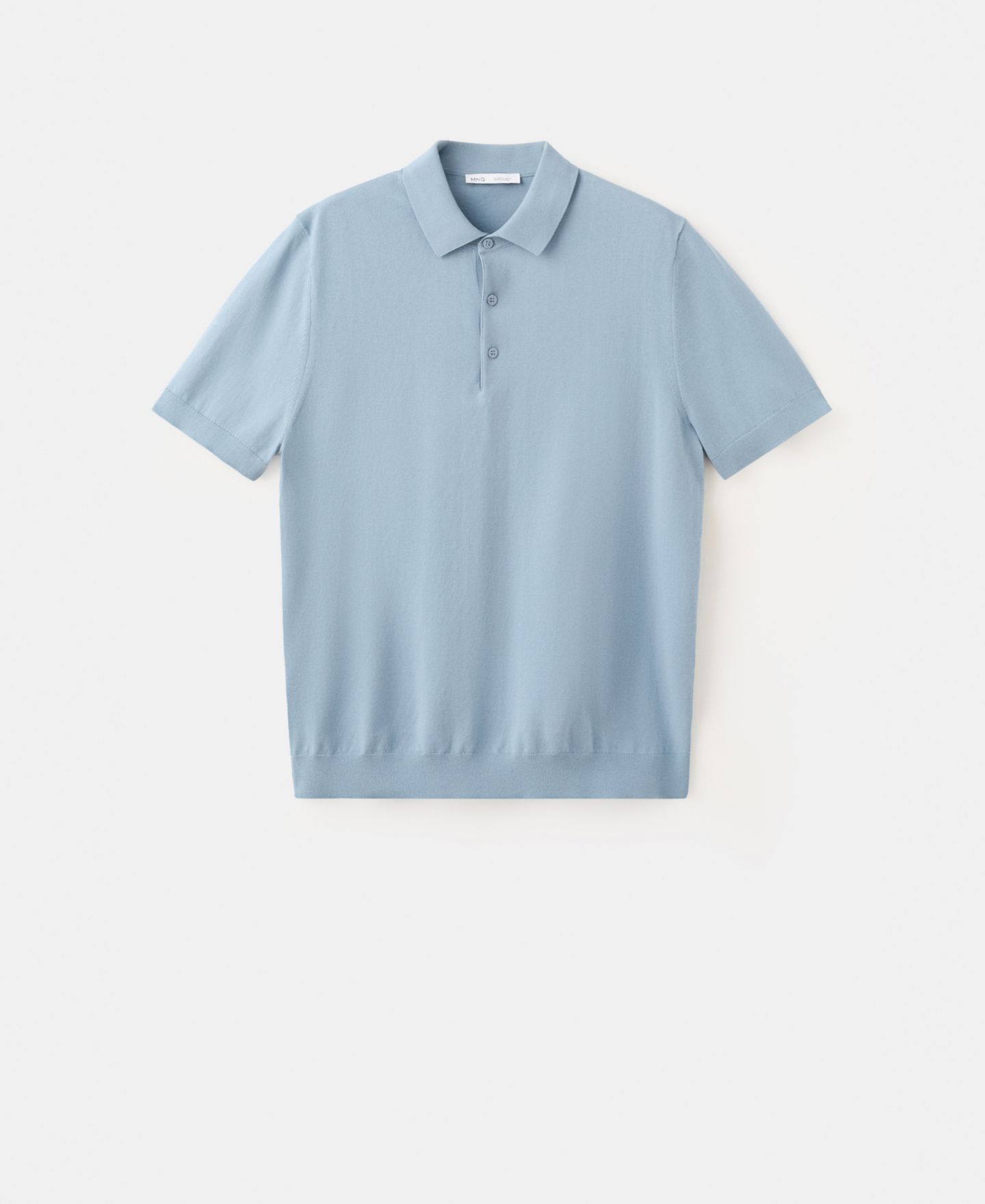 Мужское поло MANGO Cotton Fine-Knit Polo Shirt, цвет: Аквамариновый зелёный — фото 5