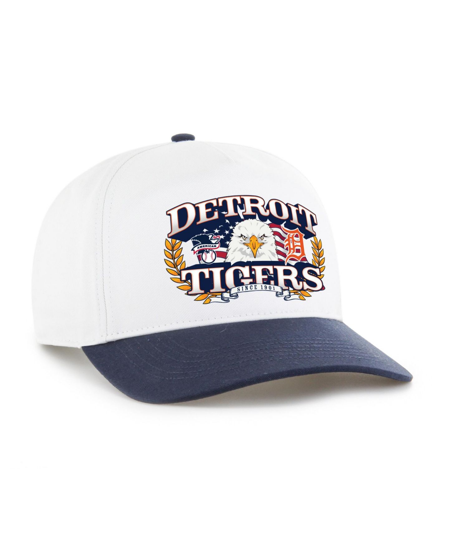 Мужская кепка '47 Brand White/Navy Detroit Tigers Americana Eagle Hitch Adjustable Hat — фото 3