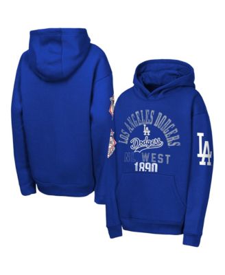 Big Boys and Girls Royal Los Angeles Dodgers Premium Sweep Fleece Hoodie