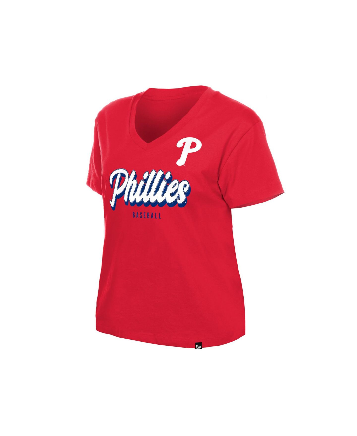 Женская футболка New Era Red Philadelphia Phillies V-Neck — фото 3