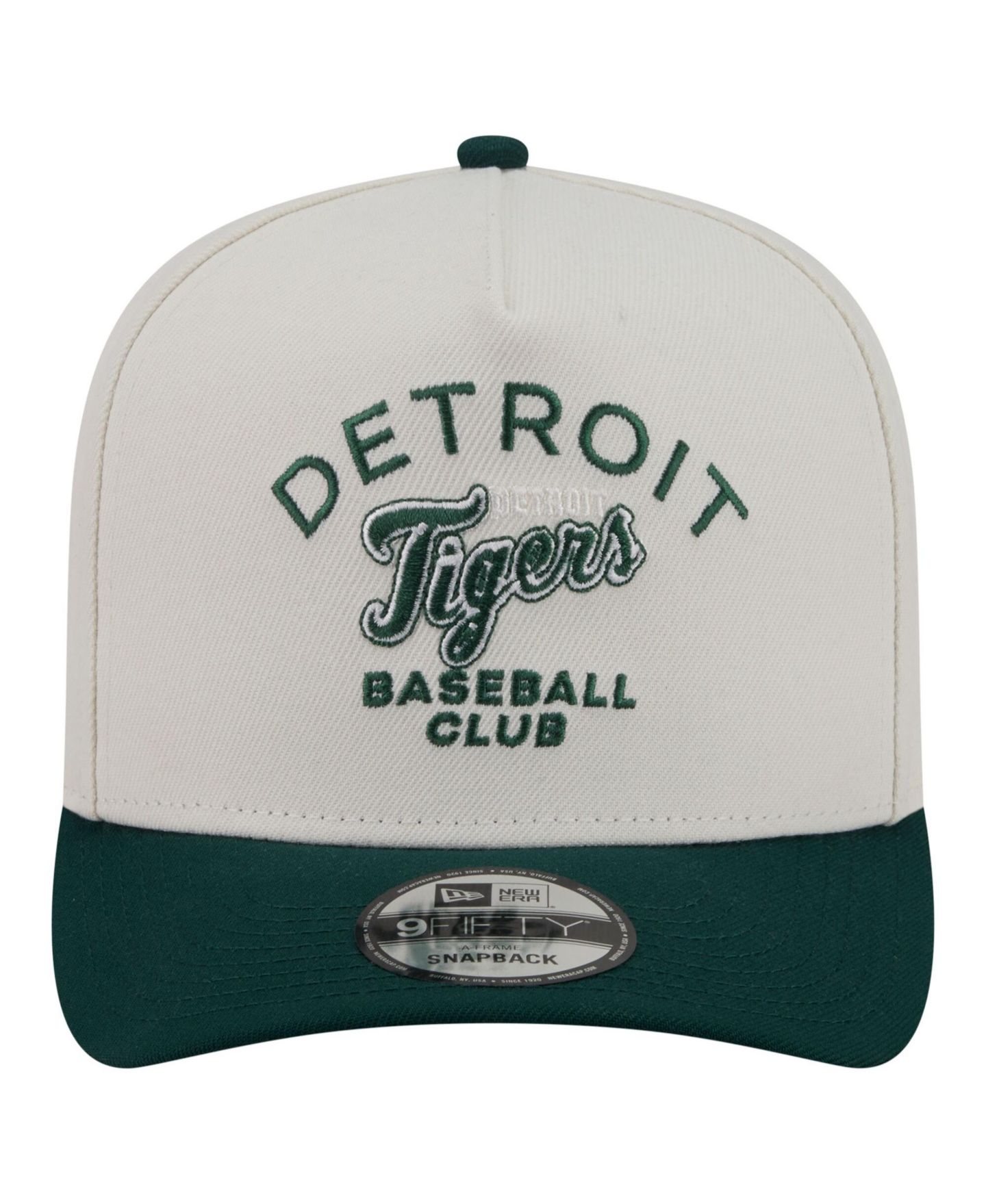 Мужская кепка New Era Cream/Dark Green Detroit Tigers Chrome A-Frame 9FIFTY Snapback Hat — фото 5