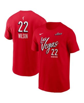 Men's A'ja Wilson Red Las Vegas Aces Name & Number Rebel Edition T-Shirt