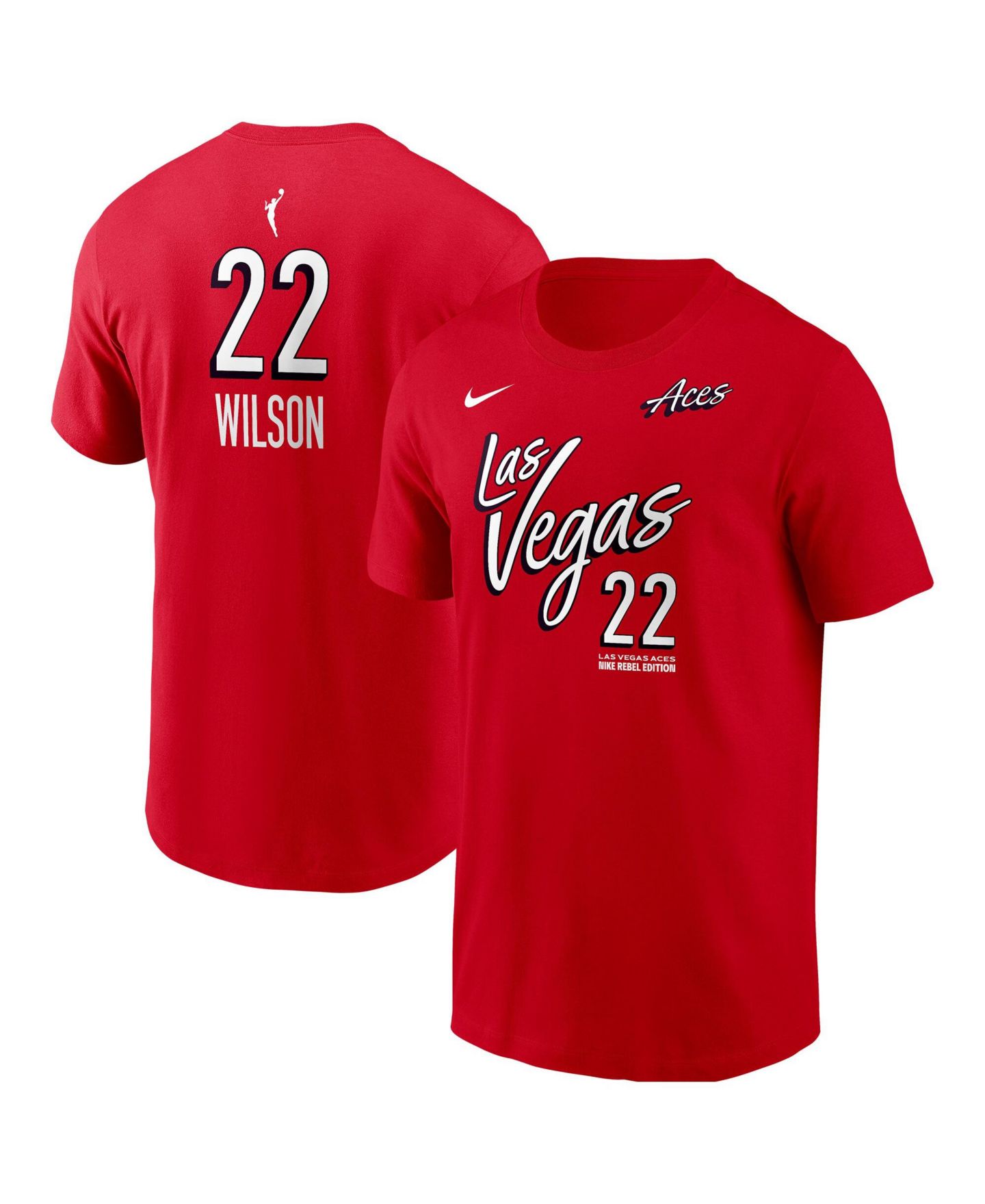 Мужская футболка Nike A'ja Wilson Red Las Vegas Aces Name & Number Rebel Edition — фото 1