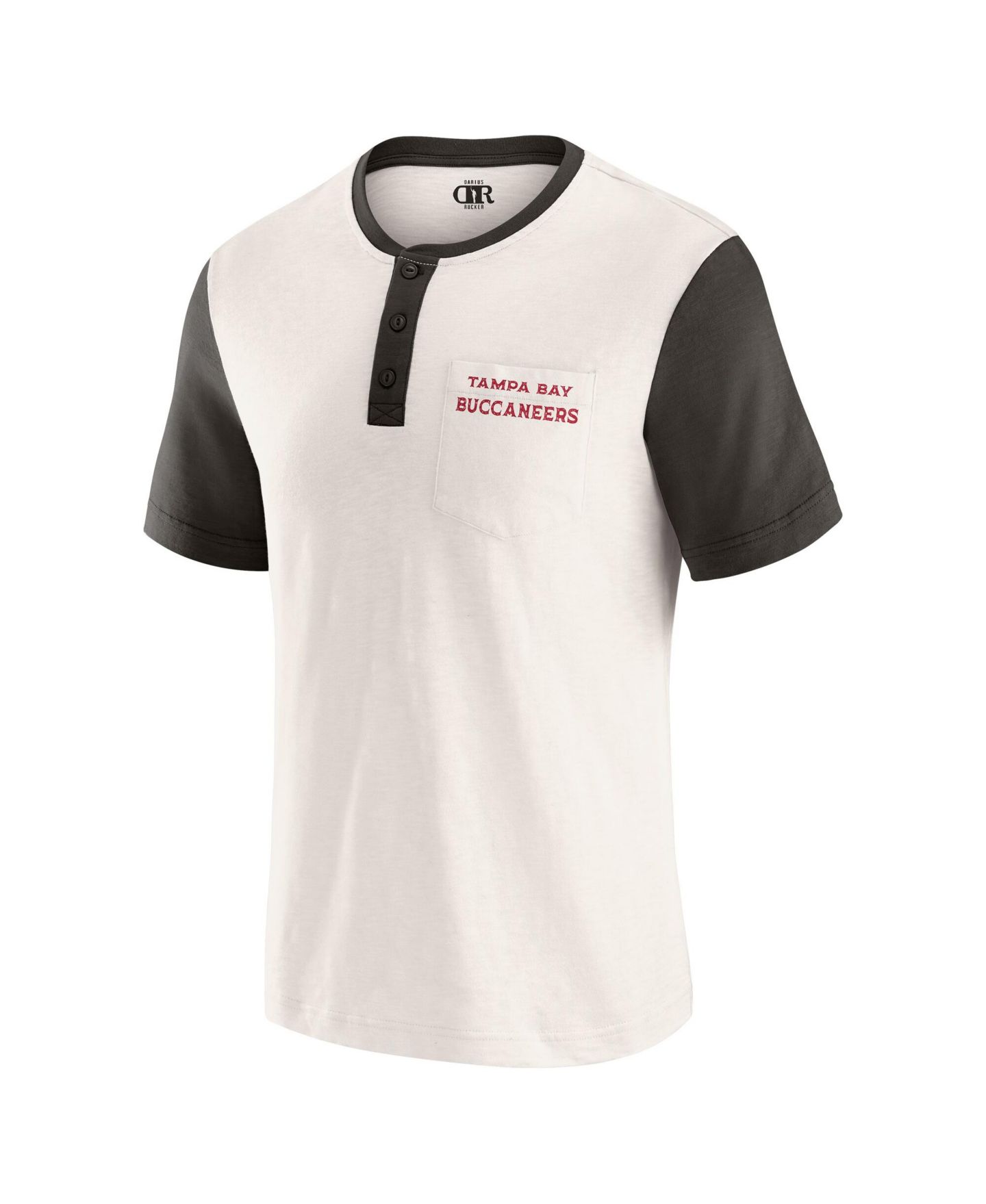 Мужская футболка Darius Rucker Collection By Fanatics Darius Rucker Collection by Cream Tampa Bay Buccaneers Henley Color Block Slub Pocket — фото 5
