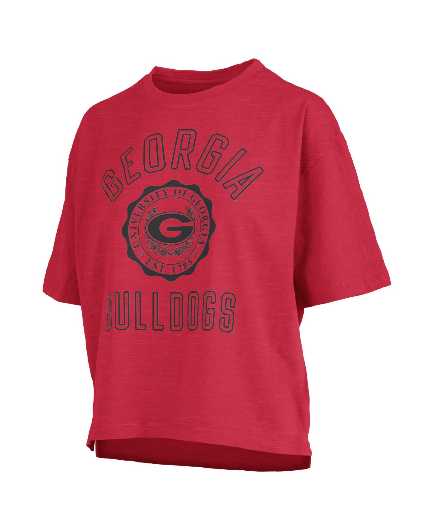 Женская футболка Pressbox Red Georgia Bulldogs Motley Crew Bishop Waist Length Oversized Slub — фото 3
