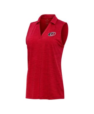 Women's Heather Red Carolina Hurricanes Layout Sleeveless V-Neck Polo Shirt