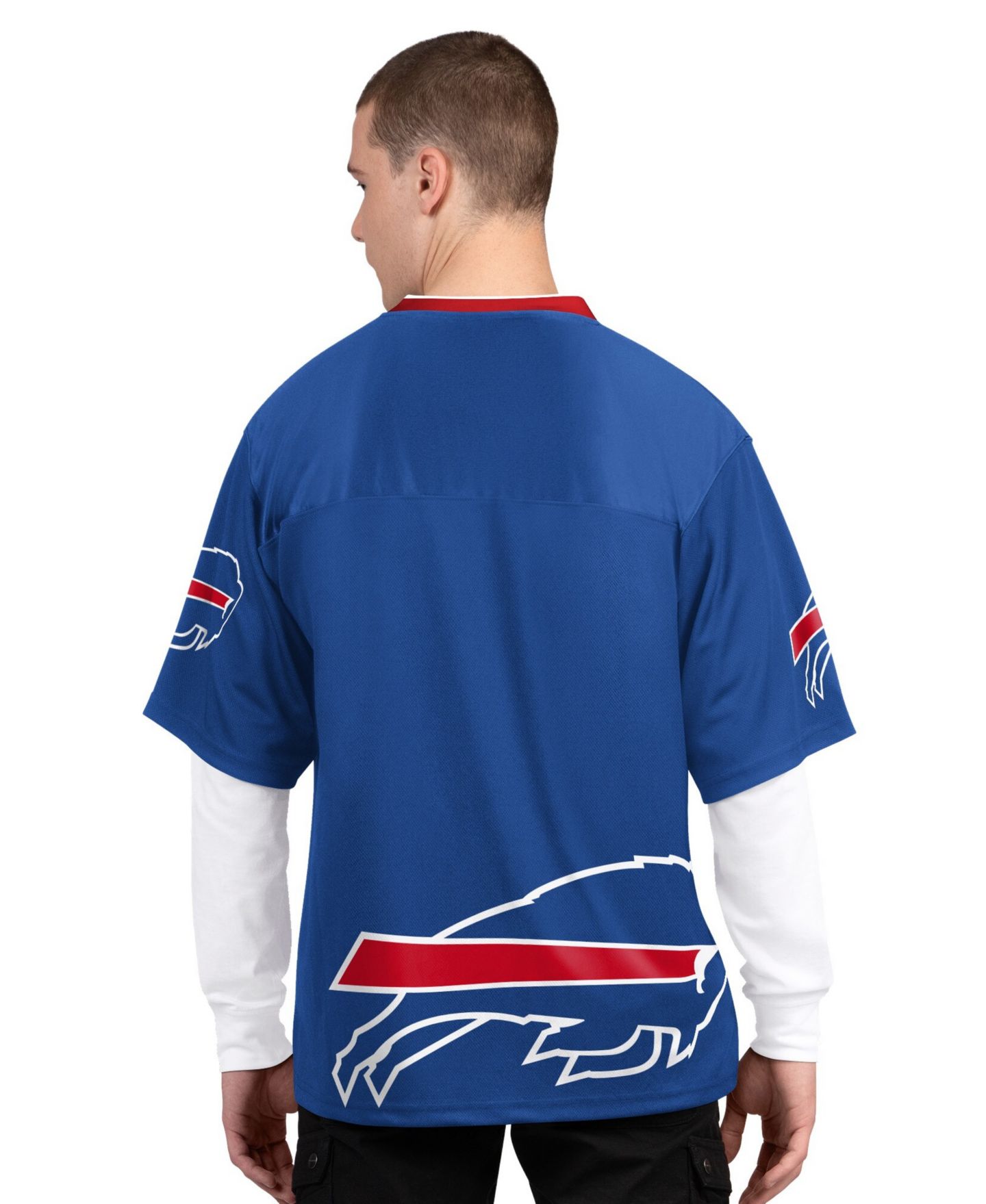 Мужская футболка Starter Royal/White Buffalo Bills Short Sleeve Long Sleeve — фото 5