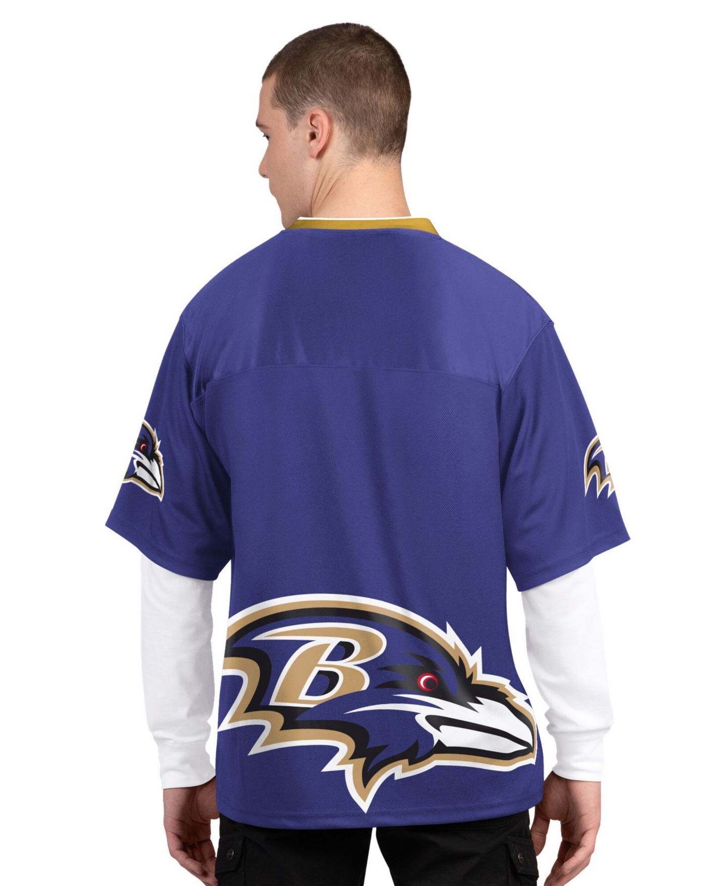 Мужская футболка Starter Purple/White Baltimore Ravens Short Sleeve Long Sleeve — фото 5
