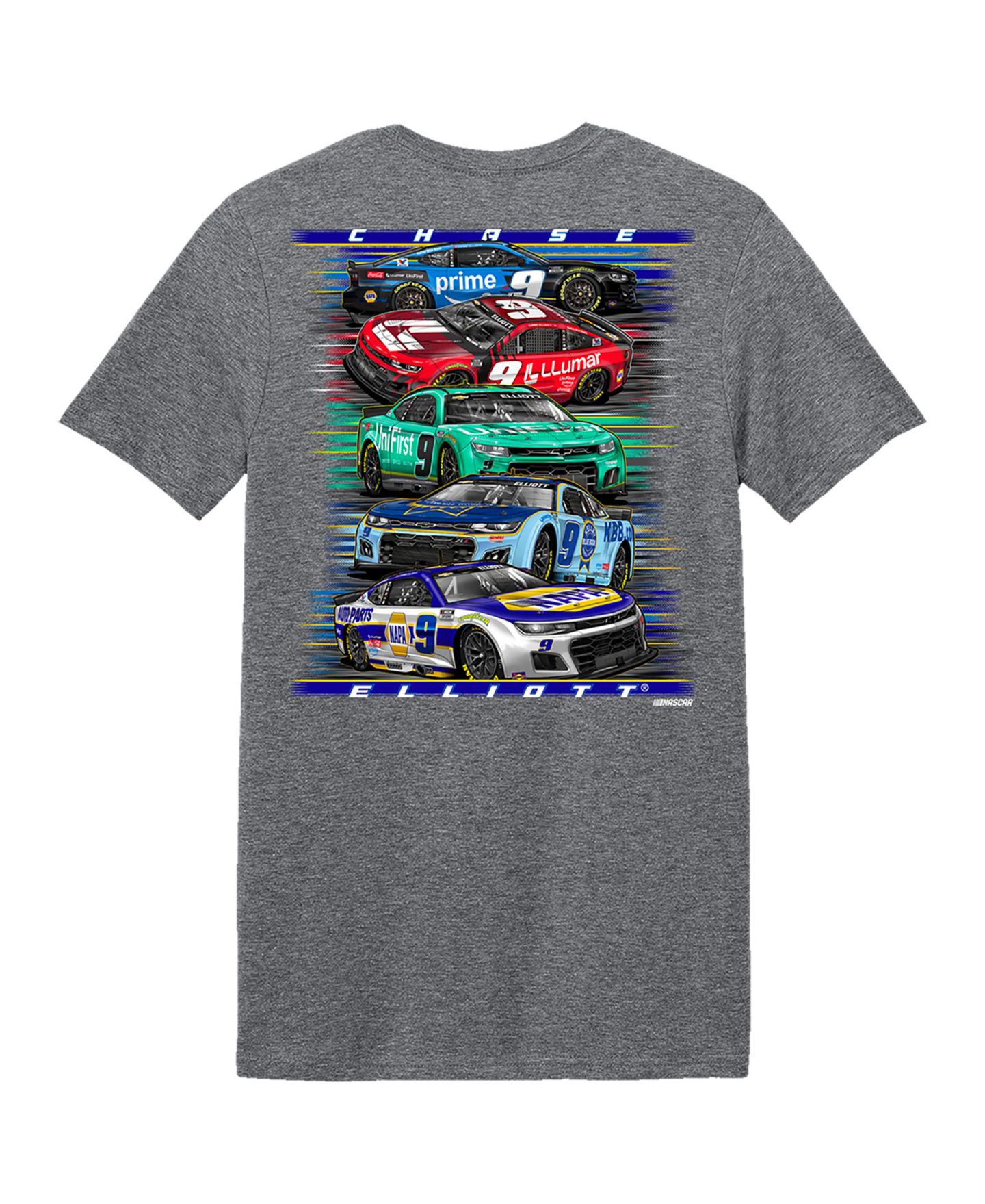 Мужская футболка Classic Ink Heather Charcoal Chase Elliott Car — фото 2