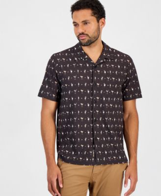 Men's IslandZone&reg; Printed Perforated Camp Collar Short-Sleeve Button-Up Shirt