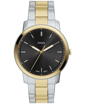 Men's Minimalist Three-Hand Two-Tone Stainless Steel Watch 44mm
