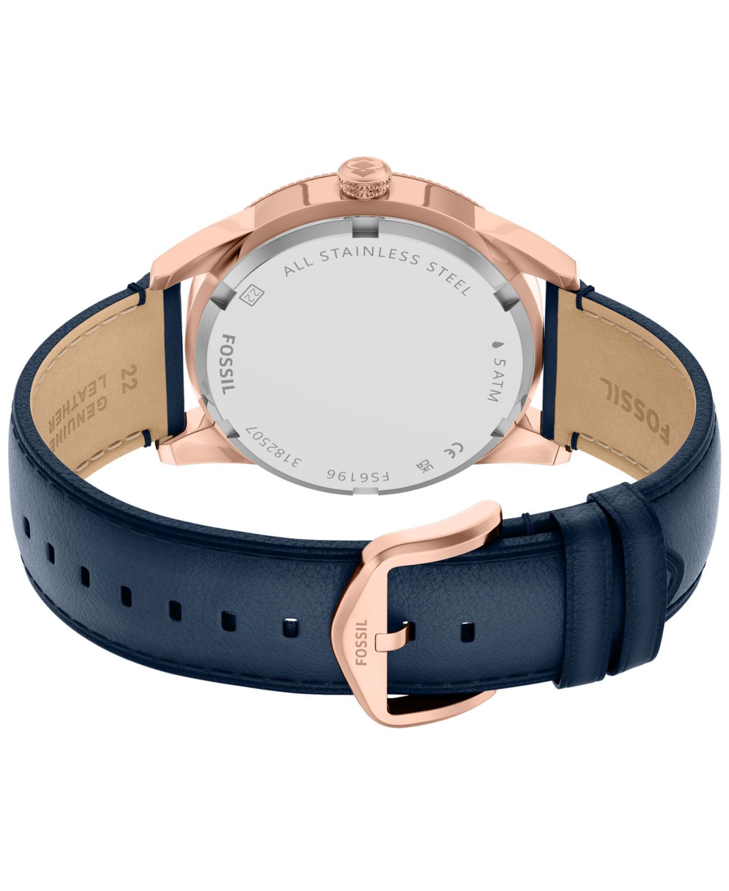 Мужские часы Fossil Pearson Multi-function Navy Leather Watch 42mm — фото 4