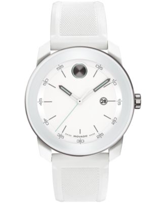 Men's Bold TR90 Swiss Quartz White Silicone Watch 42mm