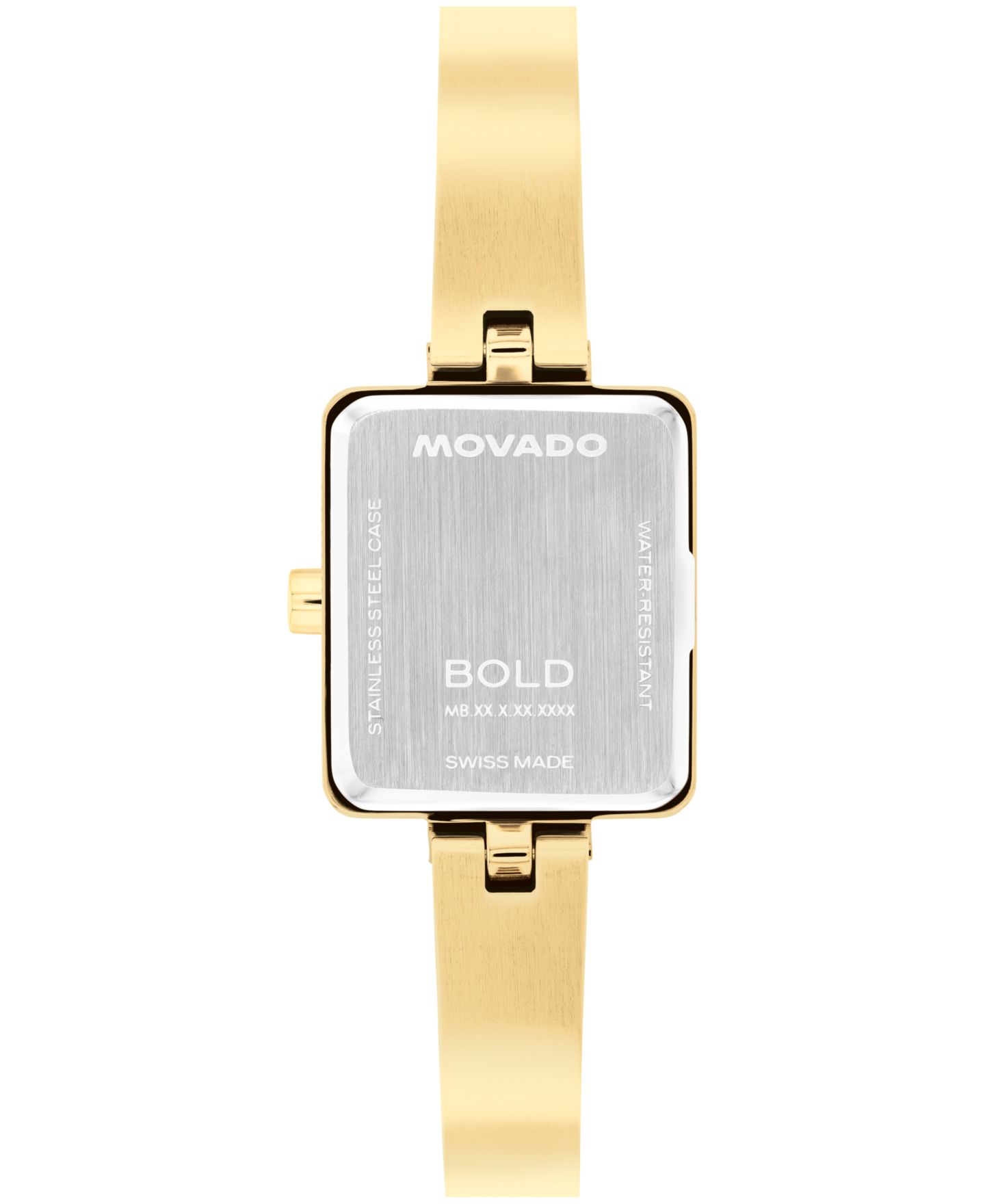 Женские часы Movado Bold Tank Mini Bangle Swiss Quartz Ionic Plated Light Yellow Gold Steel Watch 20mm x 23mm — фото 3