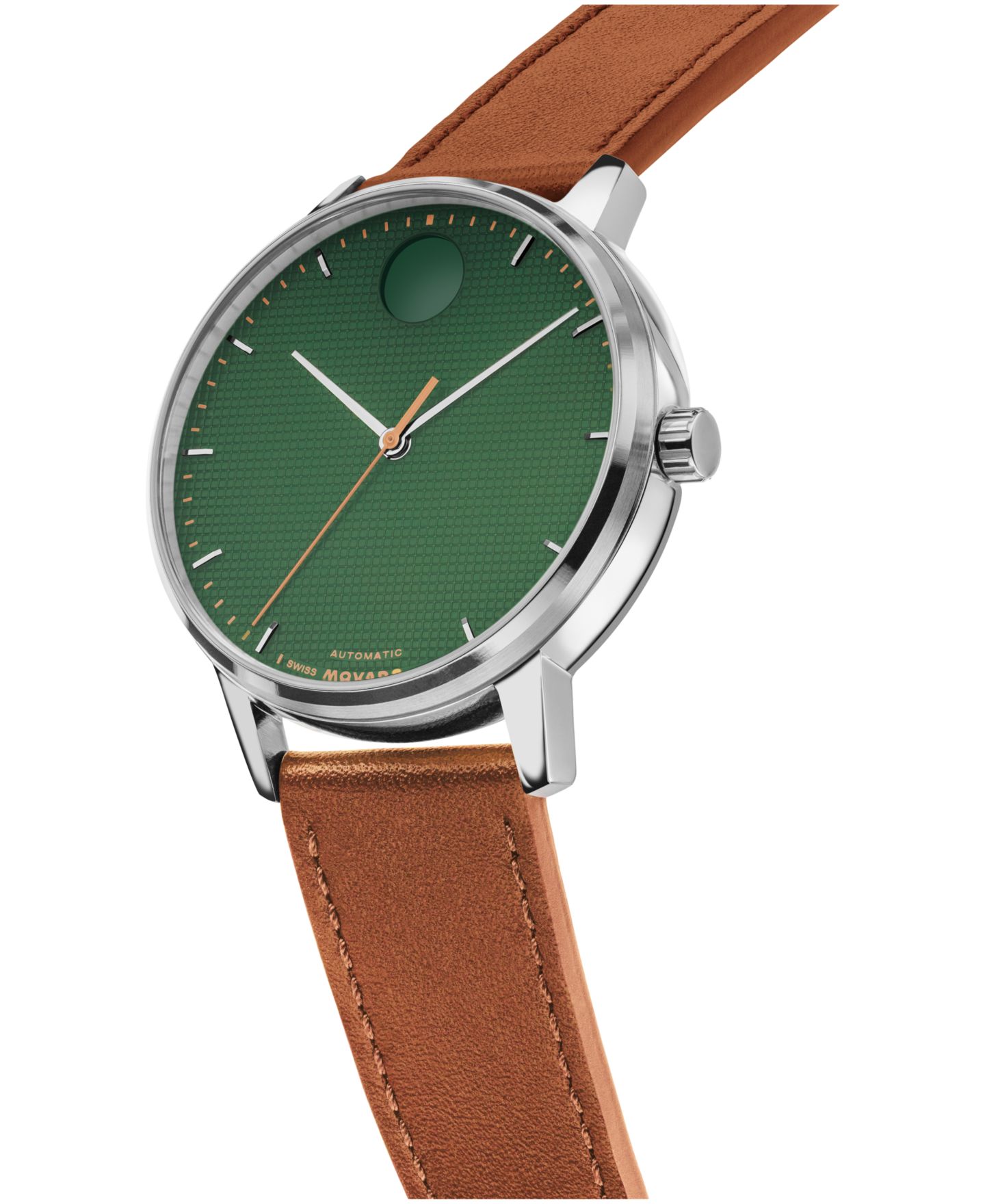 Мужские часы Movado Face Swiss Quartz Cognac Leather Watch 39mm — фото 2