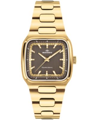 Men's Tempo-Matic Swiss Automatic Ionic Plated Light Yellow Gold Steel Watch 37mm