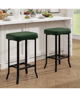 24.6 Inch Bar Stools, Set of 2 Bar Chairs, High-Quality Faux Leather Barstools with Irregular Legs, Compact Counter Stools for Small Spaces