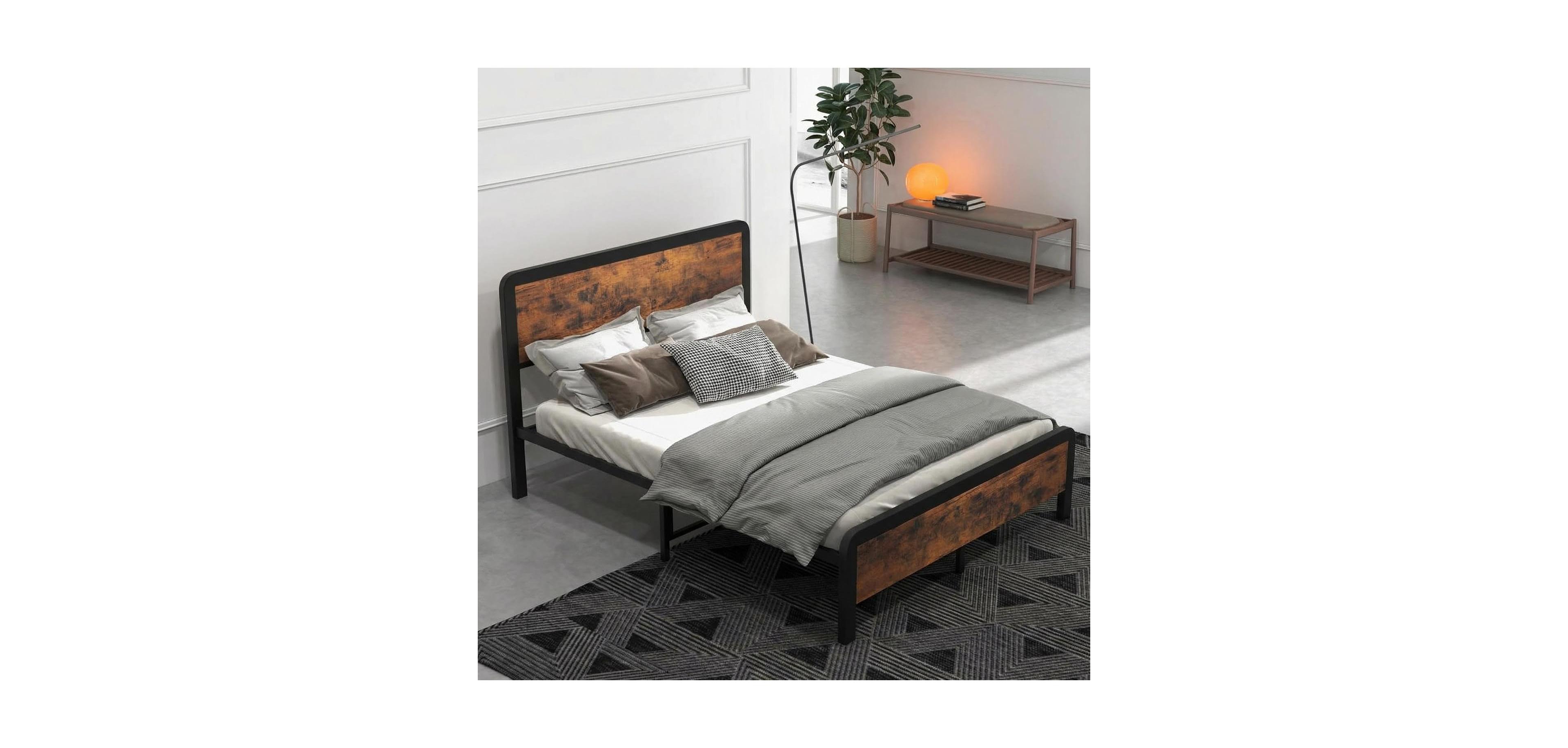 gaomon Bed Frame with Sturdy Wood Headboard, Metal Platform Frame with Strong Slats and Safe Rounded Corner, Easy Assembly