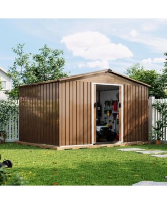  Large Metal Outdoor Storage Shed, Galvanized Steel Arden Tool Shed with Lockable Double Doors and Breathable Vent