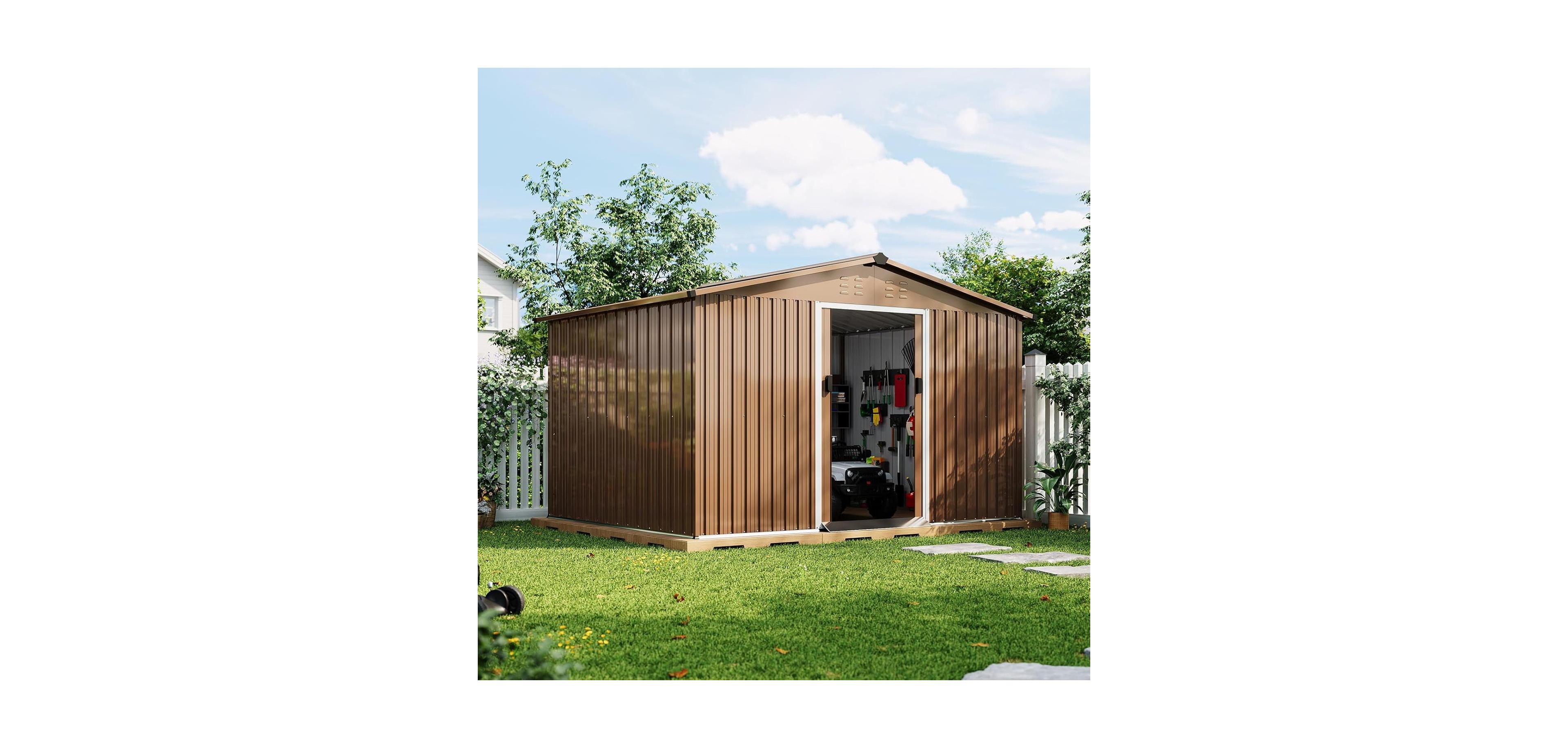 gaomon Large Metal Outdoor Storage Shed, Galvanized Steel Arden Tool Shed with Lockable Double Doors and Breathable Vent