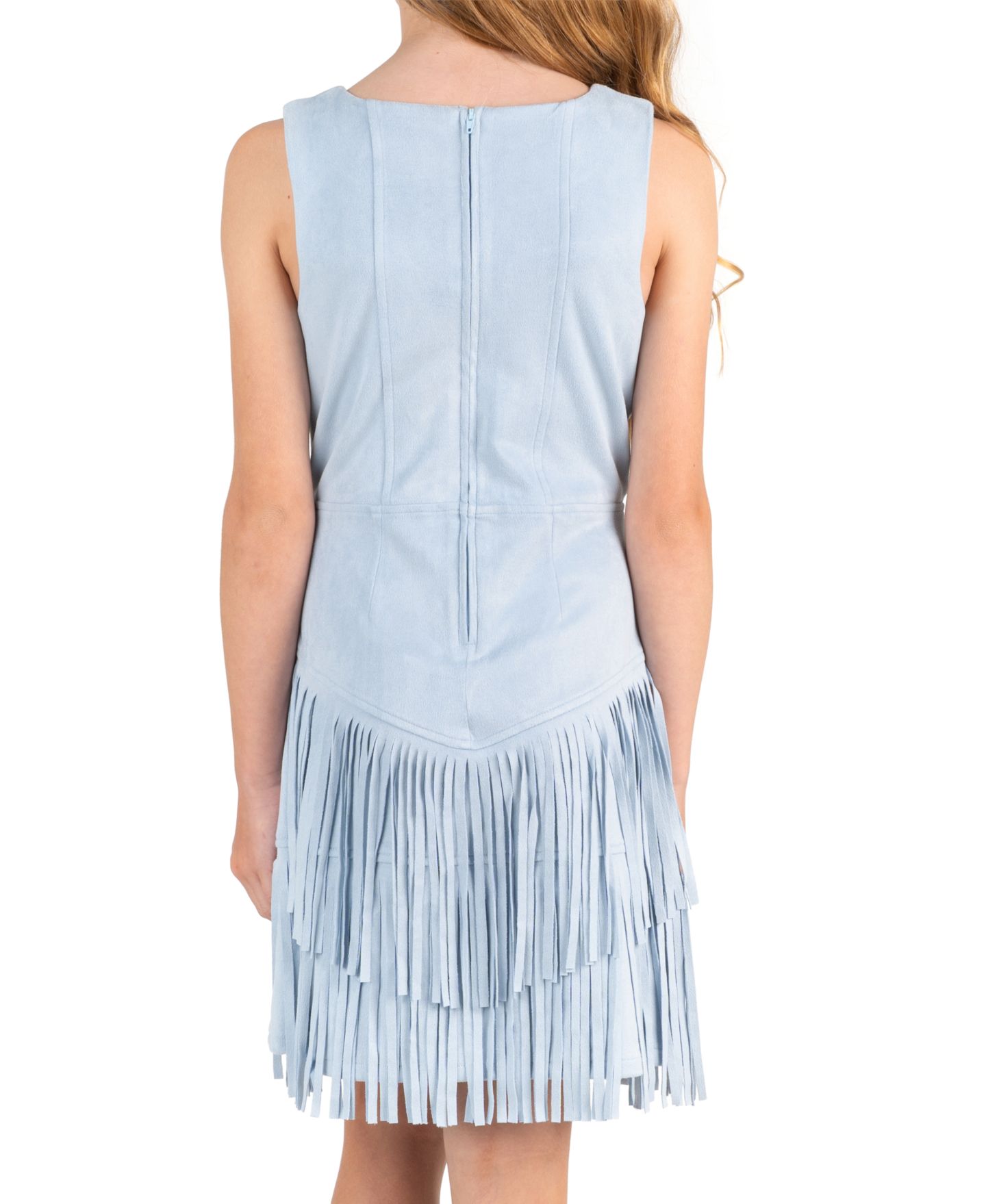 Платье Rare Editions Studded Mock Corset Fringe 2-Tiered Dress для девочек, цвет: Светлый синий — фото 3