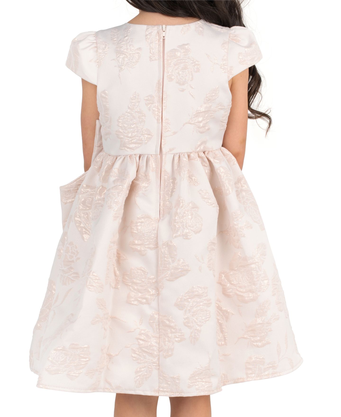 Платье Rare Editions Brocade Cap Sleeve Beaded Trim Dress для девочек, цвет: Серо-коричневый — фото 3