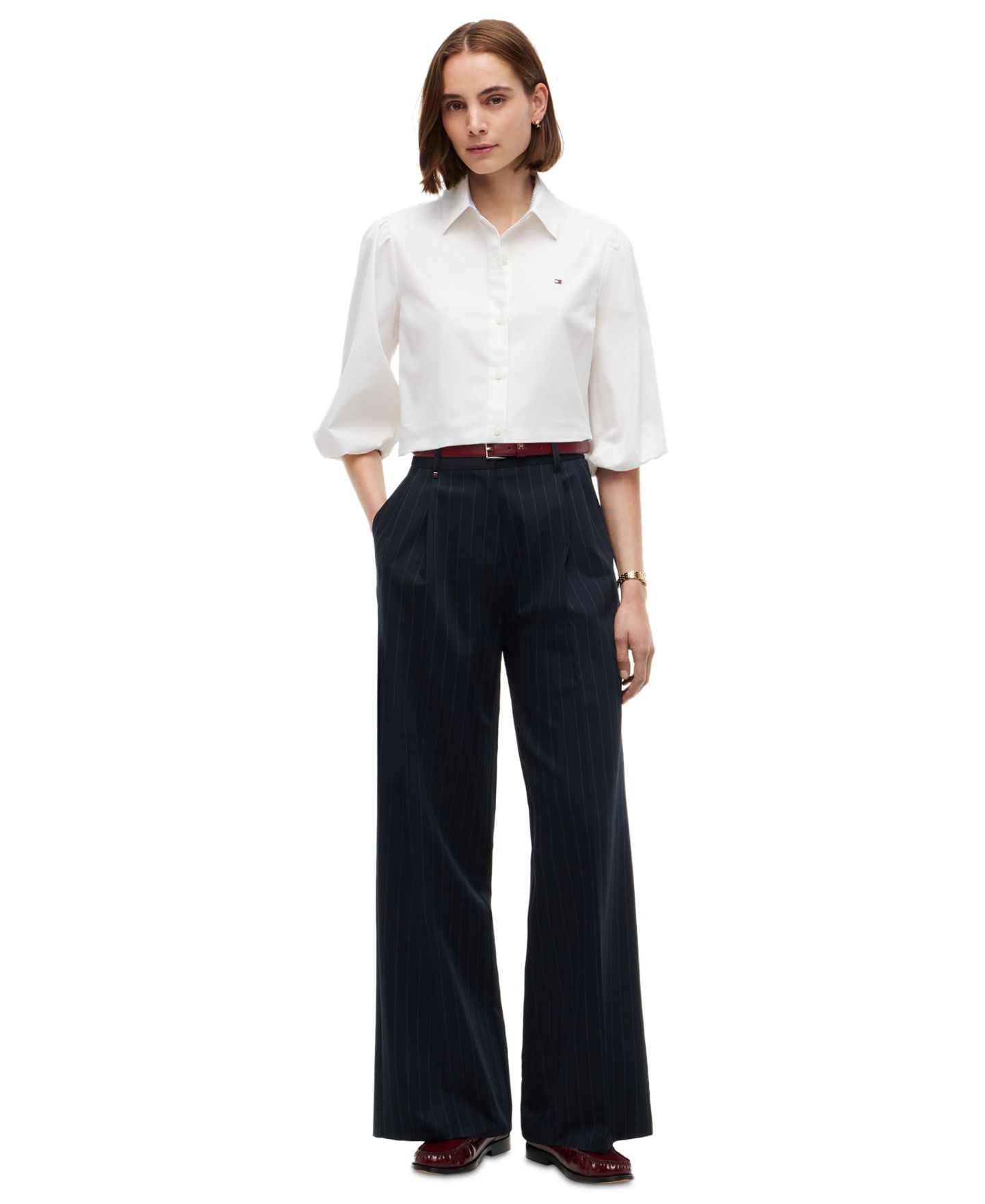 Женская рубашка Tommy Hilfiger Puff-Sleeve Button-Front, цвет: Экрю — фото 2