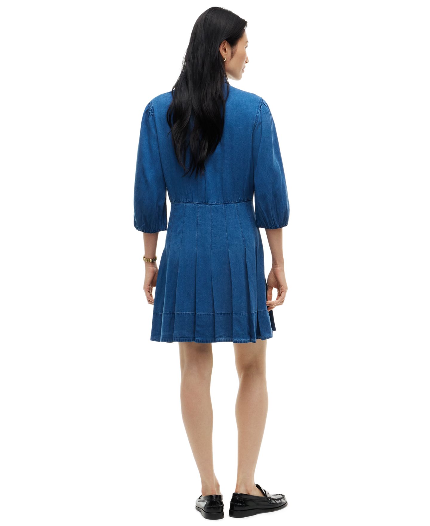 Женское платье Tommy Hilfiger Chambray Puff-Sleeve Polo Collar, цвет: Синий — фото 4