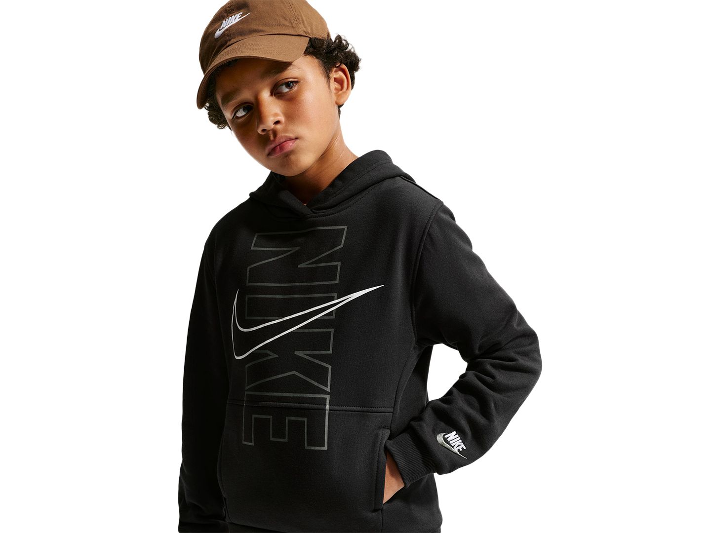 Худи Nike Sportswear Club Fleece Long-Sleeve для мальчиков, цвет: Чёрный — фото 3