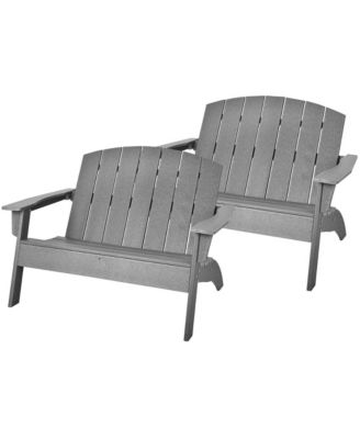Set of 2 Adirondack Chair Patio HDPE Adirondack Loveseat Bench Weather Resistant