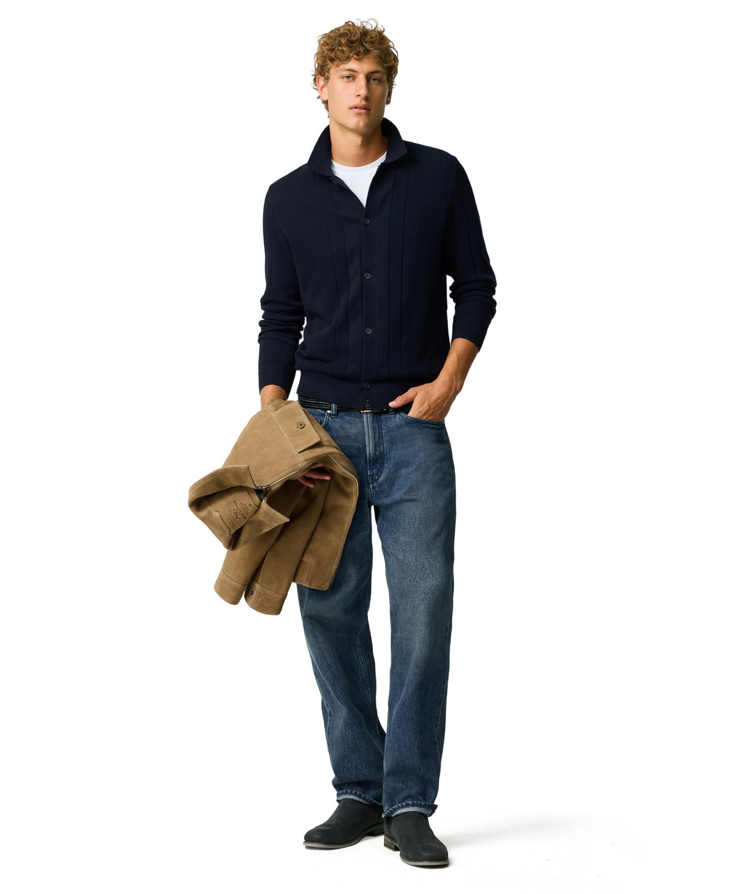 Мужской свитер Rodd & Gunn Quinns Flat Long-Sleeve Knit, цвет: Тёмно-синий — фото 11
