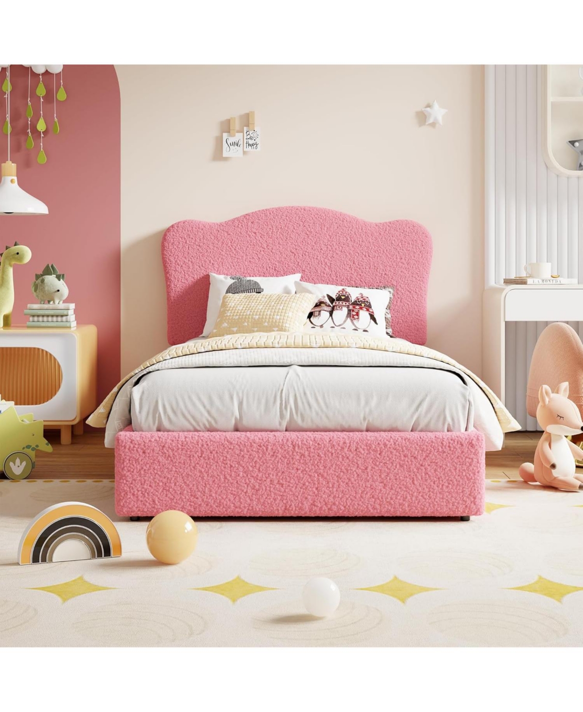 gaomon Twin Bed Frame for Kids with 2 Drawers, Velvet Twin Bed for Girls, Boys, Sturdy Platform Bed, No Box Spring Needed, Noise Free