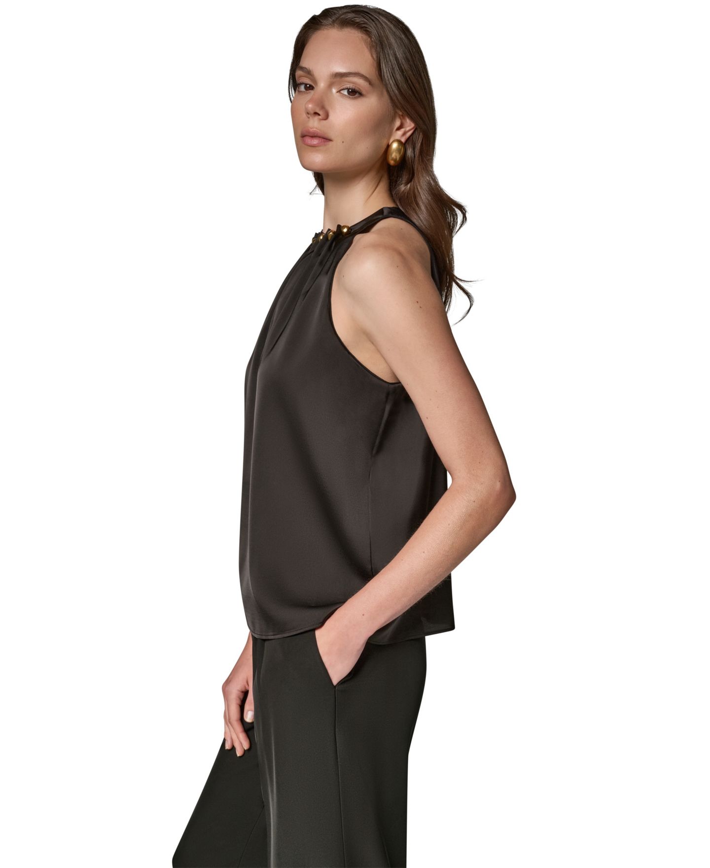 Женский свитшот Donna Karan New York без рукавов с круглым вырезом, цвет: Чёрный — фото 3