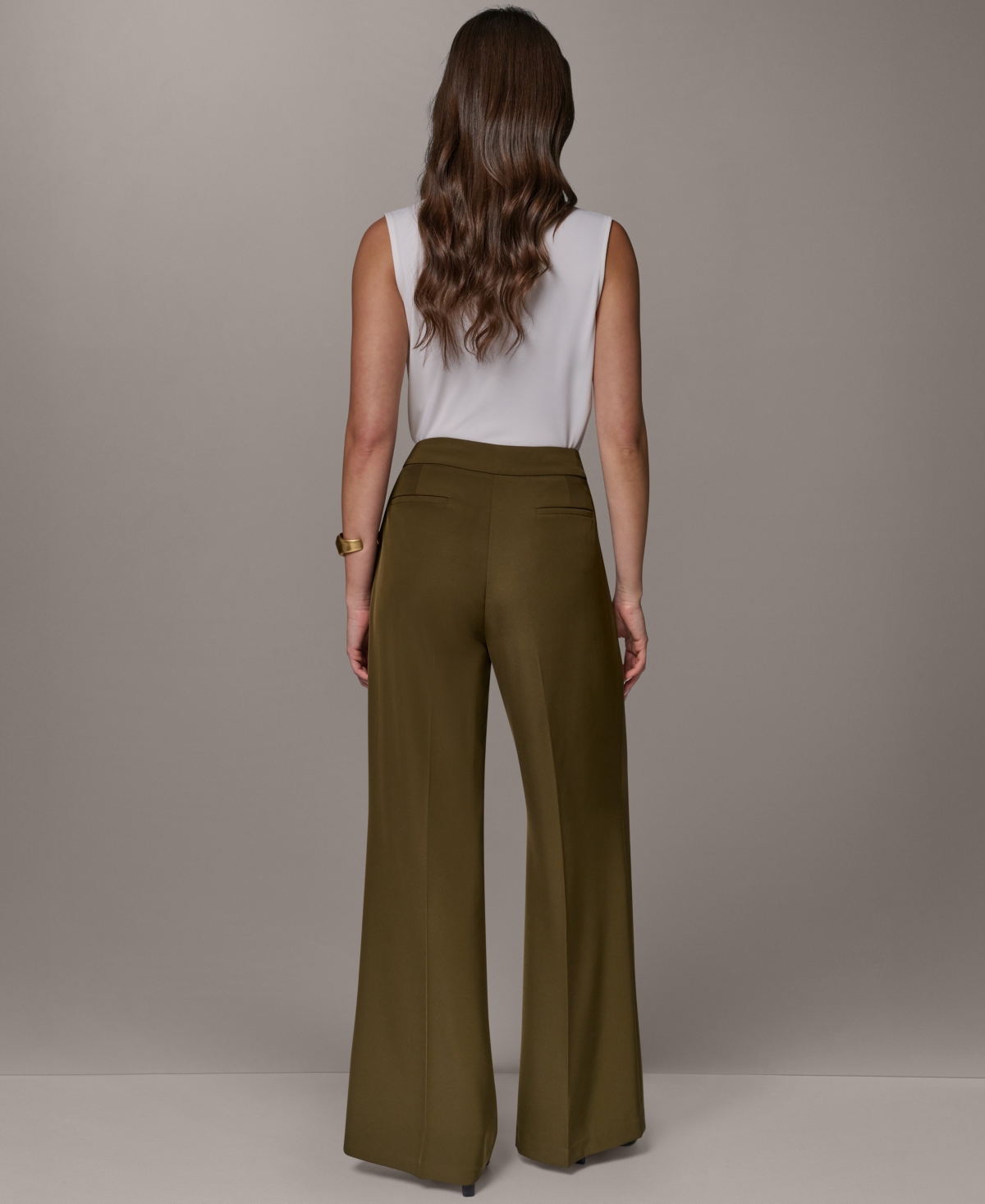 Donna Karan New York Women's Mid-Rise Wide-Leg Pants