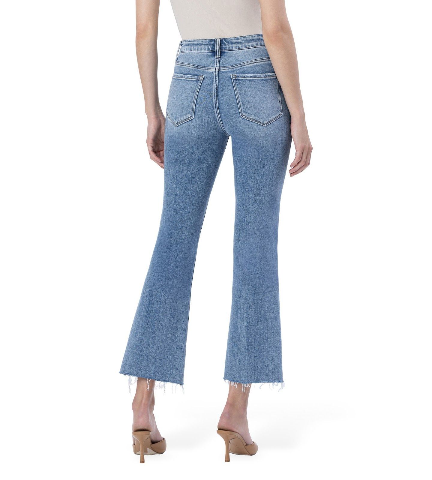 Женские джинсы Flying Monkey High Rise Raw Hem Kick Flare, цвет: Синий — фото 5