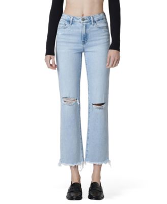 Women's High Rise Distressed Ankle Straight Jeans
