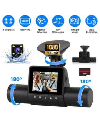 1080P 4-Channel Dash Cam with Night Vision, Loop Recording, Parking Monitor