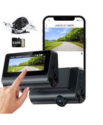 Front and rear Dash Cam, with 64GB card, 3.8 "4K UHD Wifi GPS touchscreen