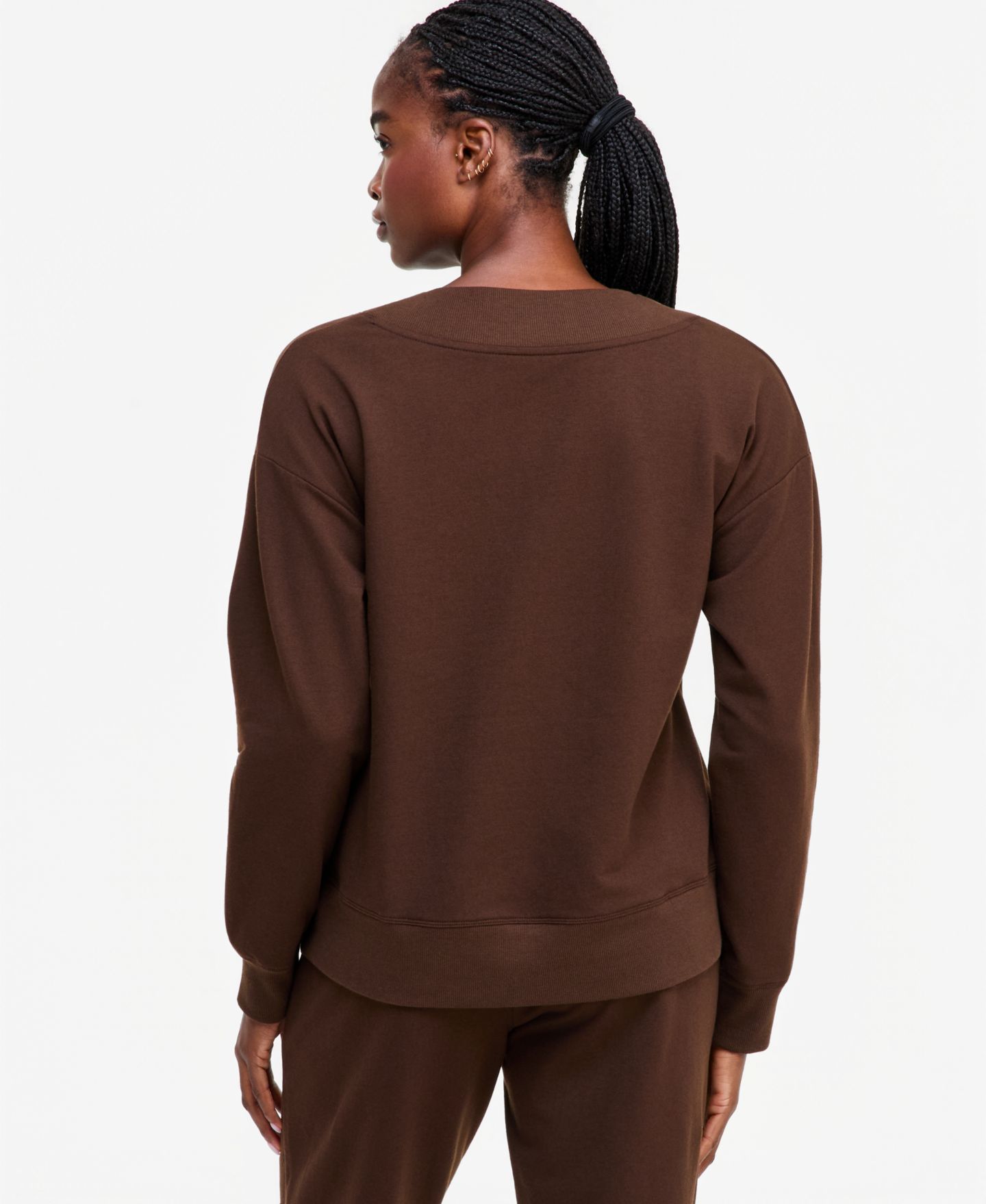 Женский свитшот ID Ideology Fleece V-Neck, цвет: Кофейный — фото 3
