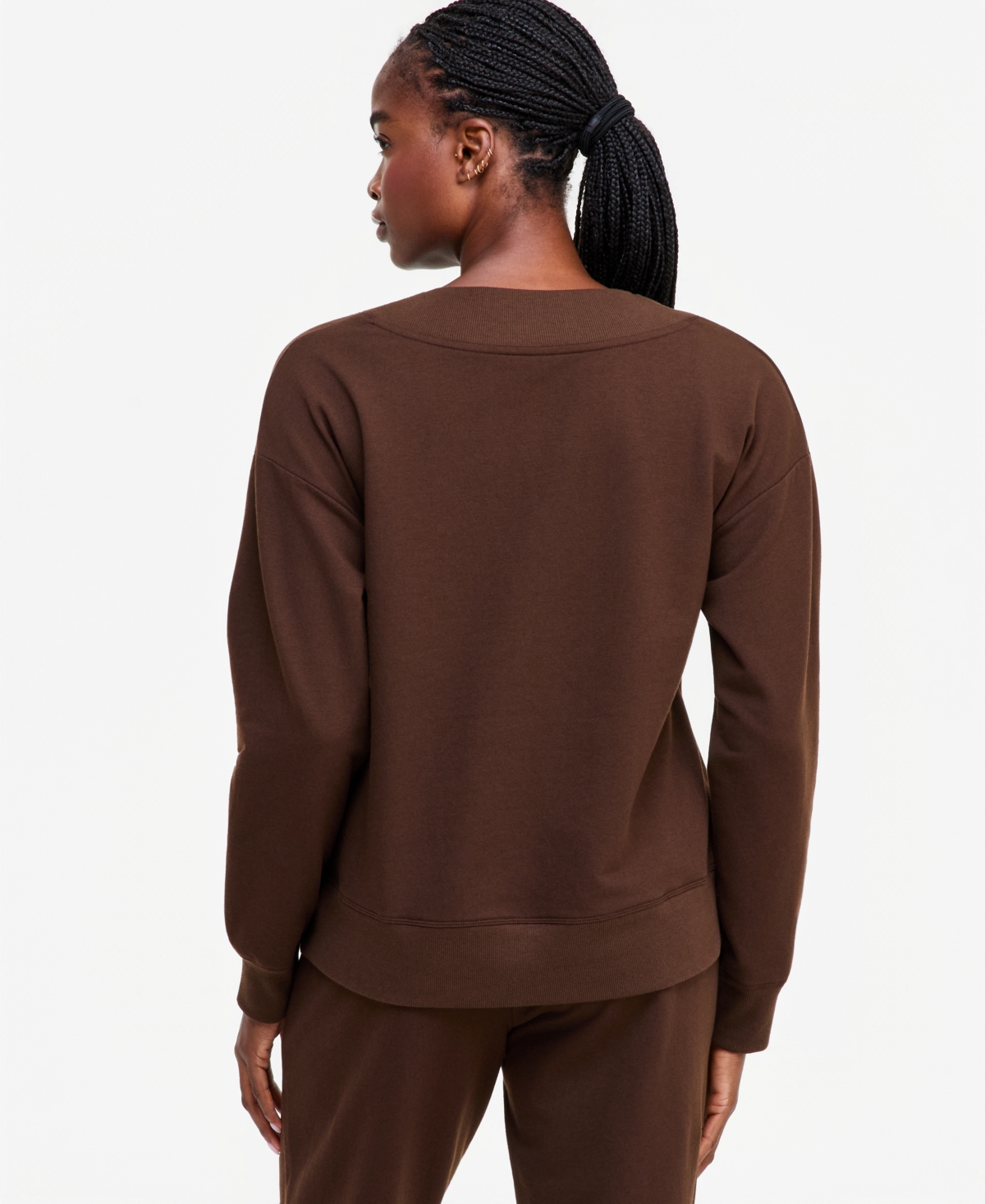 Id Ideology Women's Fleece V-Neck Sweatshirt, Created for Macy's