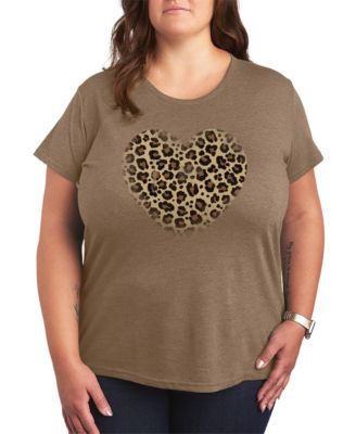 Plus Size Leopard Heart Graphic T-Shirt