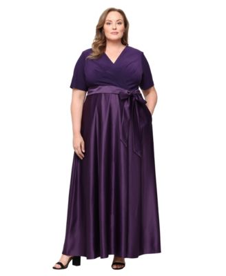 Plus Size Matte Jersey V-Neck Ball Gown
