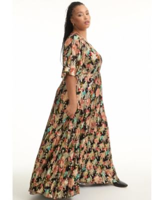 plus size boho dresses Backless Maxi Dress in Russet | Bohemian Traders Inclusive Range Review (Plus) Loose cut tiered long dress with 3/4 gusset sleeves JNGSA Women's Boho Maxi Dresses