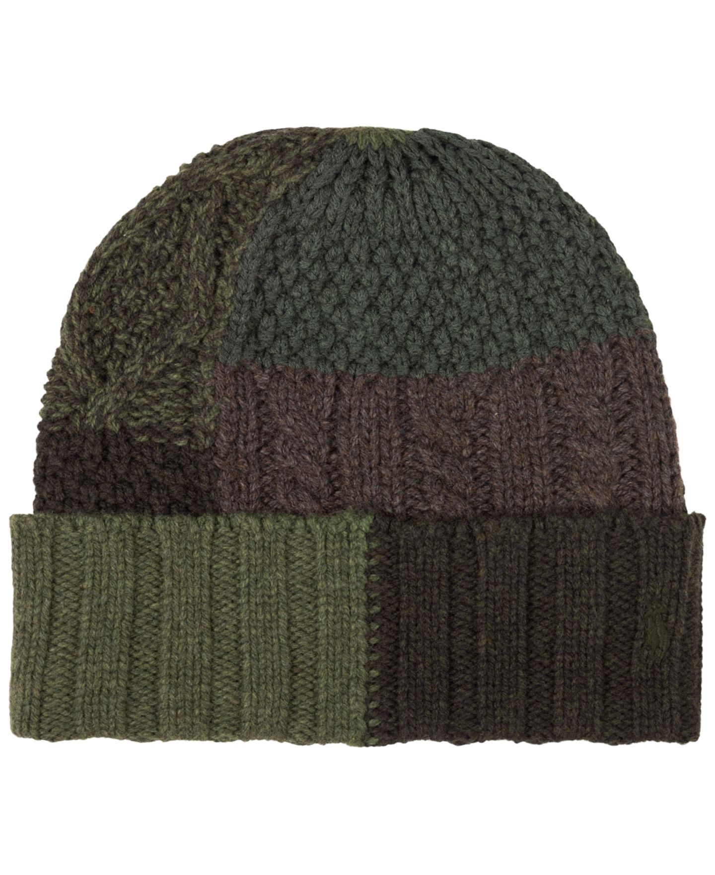 Мужская шапка Polo Ralph Lauren Intarsia Patchwork Beanie Hat, цвет: Оливковый разноцветный — фото 1