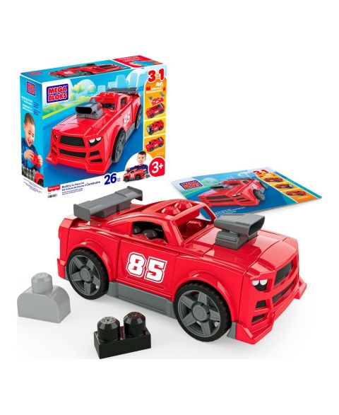 Детский конструктор Mega Bloks Build & Go Race Car 3-in-1 with Rolling Wheels, 26-Piece Building Set