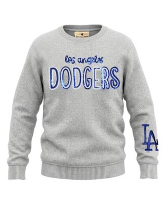 Big Girls Heather Gray Los Angeles Dodgers Nantucket Sequin Fleece Crewneck Sweatshirt