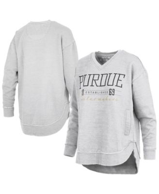 Women's Heather Gray Purdue Boilermakers Marcus East Hall Poncho V-Neck Sweatshirt