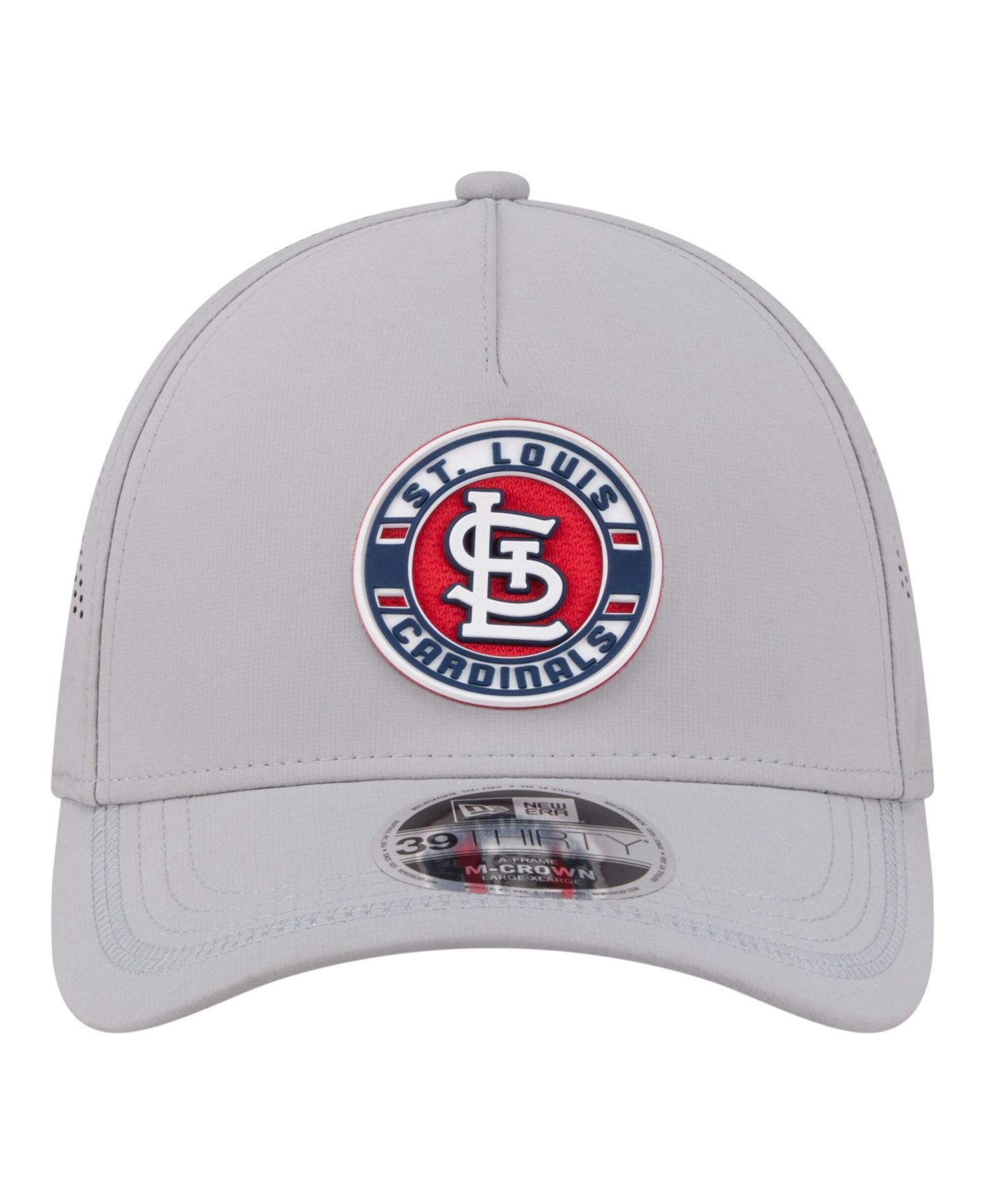 Мужская кепка New Era Gray St. Louis Cardinals Patch 39THIRTY A-Frame M-Crown Perforated Flex Hat — фото 2